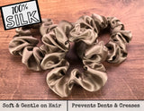 Celestial Silk Mulberry Silk Scrunchies for Hair (Dark Taupe)