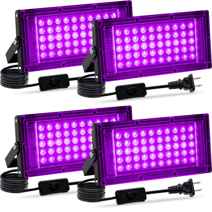 Akpgf 4 Pack 50W Black Lights for Glow Party,Halloween Blacklight