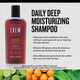 American Crew Shampoo for Men, Daily Deep Moisturizer, Naturally Derived, Vegan Formula, Citrus Mint Fragrance, 33.8 Fl Oz