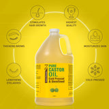 Unrefined Hexane-Free Castor Oil, 128 fl oz - For Hair Growth, Thicker Lashes & Brows, Dry Skin, Joint Pain