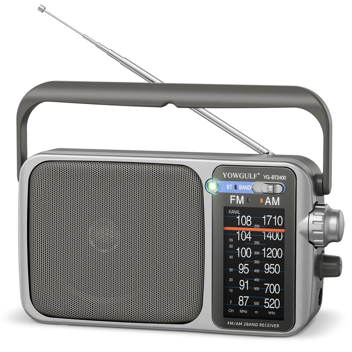 YOWGULF AM FM Radio with Best Reception,Bluetooth Portable AM FM Transistor Radio,Battery Operated Radio or AC Power,Large Dial,Headphone Jack, Gifts for Seniors Elderly