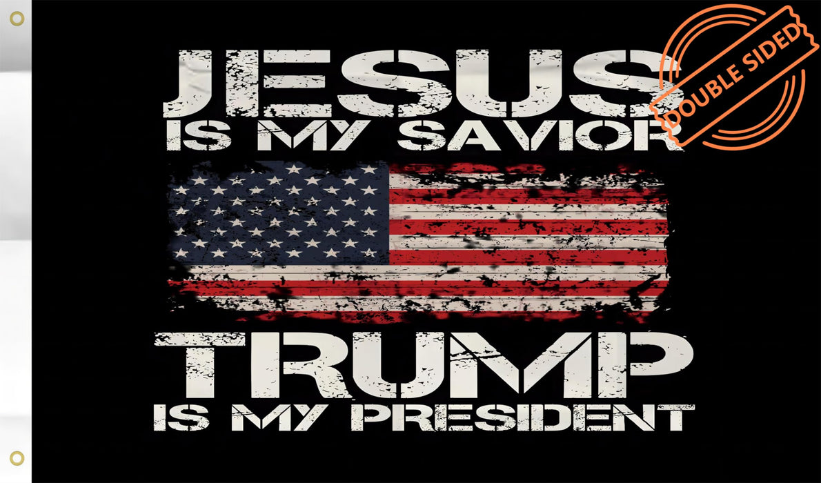 WENWELL Jesus is My Savior Trump is My President Flag 3x5 Ft Double Sided,Donald Trump 2024,Durable,Fade-Resistant,Indoor/Outdoor