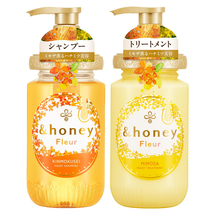 &HONEY Fleur Shampoo and Hair Treatment Pair Set, Fragrance of Osmanthus & Mimosa [Shampoo and Hair Treatment]