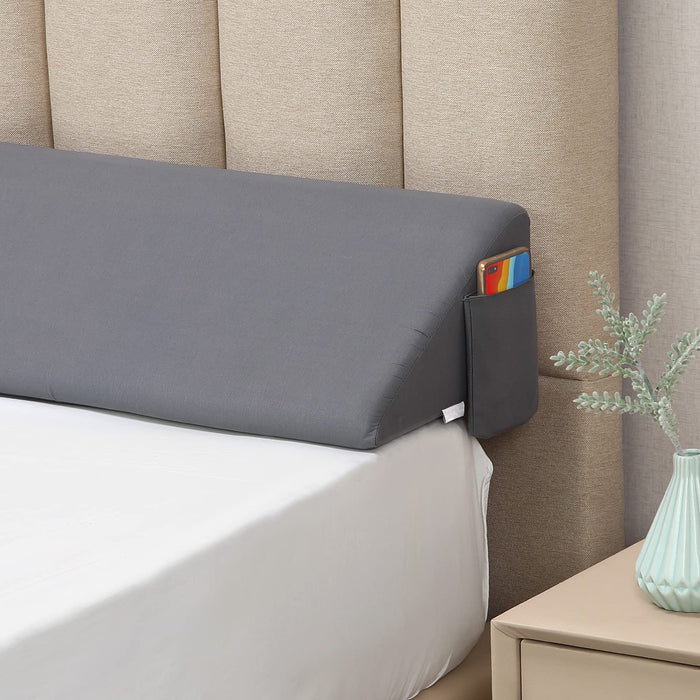 Vekkia Queen Bed Wedge Pillow to Fill 6" Gap Between Headboard and Mattress, 60"x10"x6" (Gray)