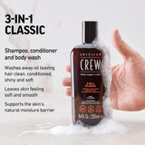 American Crew Shampoo, Conditioner & Body Wash for Men, 3-in-1, 15.2 Fl Oz