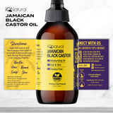 IQ Natural Jamaican Black Castor Oil for Hair Growth and Skin Conditioning, 100% Pure Cold Pressed, Scalp, Nail and Hair Oil - (2 PACK Unscented) (4oz)