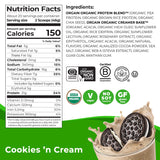 Orgain Organic Vegan Protein Powder, Cookies & Cream - 21g Plant Based Protein, 7g Prebiotic Fiber, Low Net Carb, No Lactose Ingredients, No Added Sugar, Non-GMO, For Shakes & Smoothies, 2.03 lb