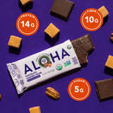 ALOHA Organic Plant Based Protein Bars | Chocolate Caramel Pecan | 12 Count, 1.98oz Bars | Vegan, Low Sugar, Gluten Free, Paleo Friendly, Low Carb, Non-GMO, Stevia Free, Soy Free, No Sugar Alcohol Sweeteners