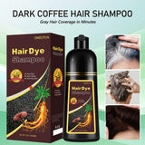 Dark Coffee Hair Dye Shampoo for Gray Coverage, Herbal Hair Color Shampoo Works in Minutes, Brown Hair Shampoo for All Hair Types, Long Lasting Shampoo Hair Dye 16.90 Fl Oz