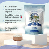 Pure Flourish Celtic Salt - 500g | 100% Organic Unrefined Celtic Salt | Rich in 82+ Essential Minerals | Hand Harvested Light Grey Celtic Salt Crystals from France