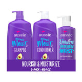 Aussie Miracle Moist Shampoo and Conditioner with 3 Minute Miracle Deep Conditioner, Avocado & Jojoba Oil, Paraben-Free, Moisturizes & Detangles, All Hair Types, Citrus Floral Scent, 3 Pack 68.4 Fl Oz