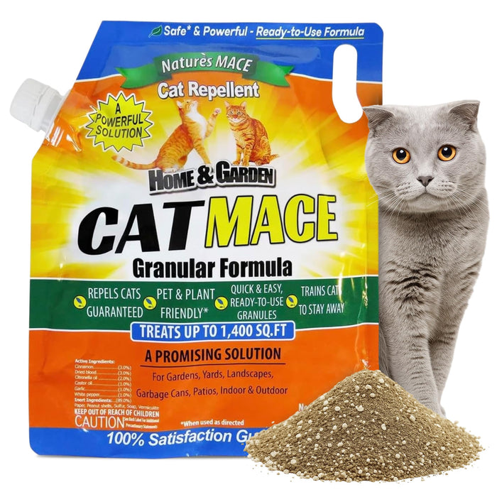 Nature's Mace, Cat Mace, 2.5lb Granular, Cat Repellent Outdoor to Keep Cats Away, Keep Cats Out of Yard Permanently, with Consistent Use, for Garden, Plants, No-Dig, Stray Deterrent