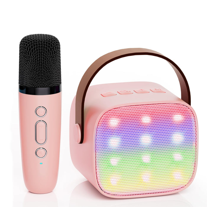 YLL Mini Kids Karaoke Machine, Portable Bluetooth Speaker with Wireless Microphone, Christmas Kids Toys Gifts for Girls 4, 5, 6, 7, 8, 9, 10 +Year Old (Lightpink)