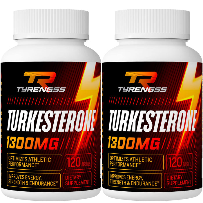 Testosterone Booster, Turkesterone Supplement 1300mg Ultra High Strength (Ajuga Turkestanica Extract Std. to 20% Testosterone), for Athletic Performance & Muscle Mass, 240 Capsules