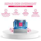 Hada Labo Tokyo Anti-Aging Overnight Treatment, Hyaluronic Acid Night Cream for Intense Hydration, Skin Renewal with Collagen, Japanese Honeysuckle, Soy Peptides, Moisturizing Face Cream, 1.76 oz