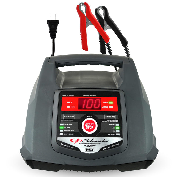 Schumacher Electric 6A Car Battery Charger and 100A Engine Starter, 5-in-1 Solution, Maintainer, 30A Boost, for 6V/12V Power Sport, Automotive, and Marine Batteries, SC1281