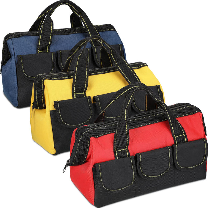 Sanwuta 3 Pack 13 Inch Tool Bags, Classic, Blue, Red, Yellow