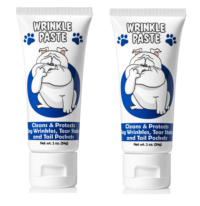 Squishface Wrinkle Paste - 2 Pack - Bulldog, French Bulldog, Pug, English Bulldog – Cleans Wrinkles, Tear Stain, Tail Pockets, and Paws – Anti-Itch Tear Stain Remover & Bulldog Wrinkle Cream, 2 Oz.