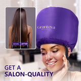 Bonnet Hair Dryer w/A Headband Integrated That Reduces Heat Around Ears & Neck - Hair Dryer Diffuser Cap for Hair Dryer Curly Hair, Speeds Up Drying Time, Deep Conditioning at Home - Large (Purple)