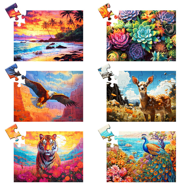 6 Pack 24 Large Piece Puzzles for Seniors Puzzle Dementia Alzheimer's Products Activities Alzheimer's Jigsaw Puzzle Eagle Beach Deer Easy Puzzle Cognitive Games Gifts for Adult Elderly Seniors