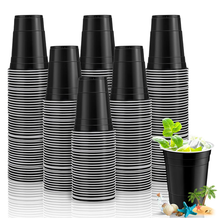 Lounsweer 100 Pack 16 Ounce Graduation Plastic Cups Heavy Duty Drinking Cups Disposable Cups Party Cups Water Cups for Graduation Drinks Soda Punch Barbecues Picnics(Black, White)