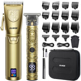 GLAKER Hair Clippers for Men,Professional Mens Hair Clippers Cordless Clippers for Hair Cutting, Hair Clippers and Precision Trimmer Kit Zero Gap Trimmer with LED Display 15 Guide Combs