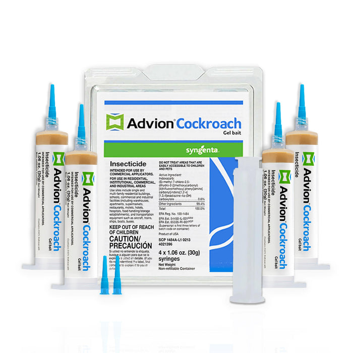 Advion Cockroach Gel Bait, 4 Tubes x 30-Grams, 1 Plunger and 2 Tips, Indoor and Outdoor Use, Roach Killer Gel for American, German and Other Major Cockroach Species (2 Pack)