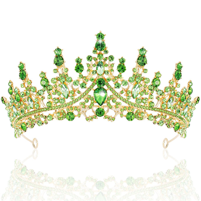 TOBATOBA Light Green Tiaras and Crowns for Women, Rhinestone Princess Tiara, Crystal Crown Royal Queen Crown for Women, Quinceanera Headpieces for Birthday Prom Pageant Halloween
