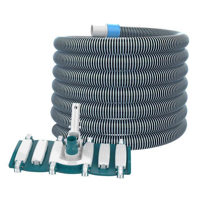 POOLWHALE Professional 1-1/2-Inch x 36-Feet Swimming Pool Vacuum Hoses and Weighted Rotatable Handle Vacuum Head with Wheels, Perfect for Above Ground and Inground Pools