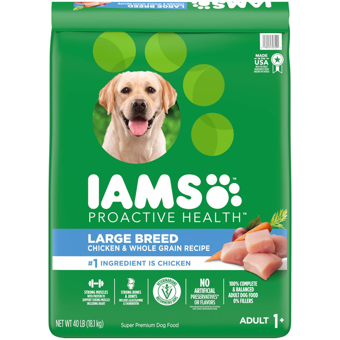 IAMS Proactive Health Large Breed Adult Dry Dog Food with Real Chicken, 40 lb. Bag