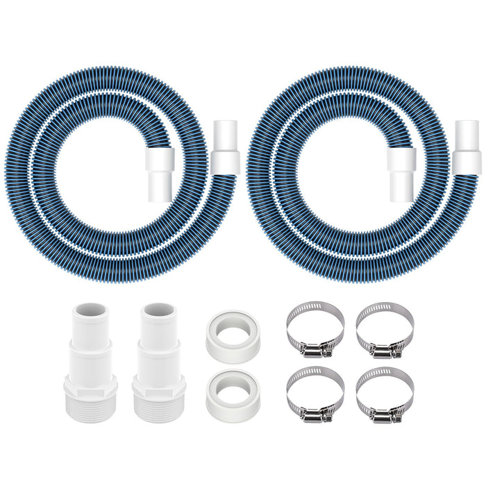 ANTOBLE 1 1/2" Swimming Pool Filter Hose Above Ground Pool Pump Hose Replacement Kit (6 Feet, 2 Hoses+4 Clamps+2 Adapters+2 Tapes)