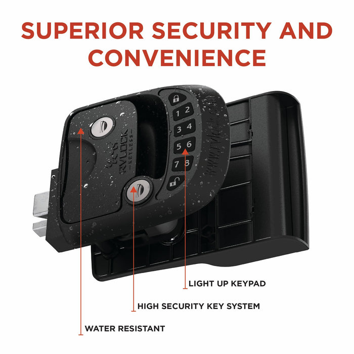 RVLOCK Compact RV Lock Keyless Entry, Secure Replacement for Camper Latch, Great RV Door Lock Replacement for Trailers with Patented Security Technology