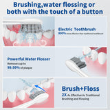 Ducard Professional Flossing Toothbrush for Teeth Pick: Electric Toothbrush and Water Flosser Combo in One -Whiter Teeth & Healthier Gums –Electric Toothbrush with Flossing,White