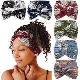 Tobeffect Wide Headbands for Women, 7'' Floral Printed Turban Headband Boho Hairband Twist Hair Accessories, 6 pack