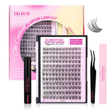 CALAILIS DIY Lash Extension Kit, Eyelash Extension Kit 144Pcs D Curl Lash Clusters with Lash Bond and Seal Lash Remover and Lash Applicator Lash Clusters Kit Easy to Apply at Home (DM4-KIT)