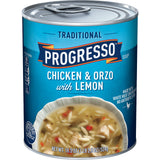 Progresso Soup, Traditional, Chicken and Orzo with Lemon Soup, 18.5 oz Cans (Pack of 6)