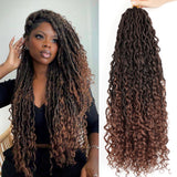 LMZIM 24 inch Goddess Locs Crochet Hair 8 Packs Faux Locs With Curly End,Bohemian Locs Pre Looped Crochet Hair for Black Women 1B/30