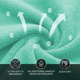 Microfiber Facial Cloths Fast Drying Washcloth 12 pack - Premium Soft Makeup Remover Cloths - Aqua Green