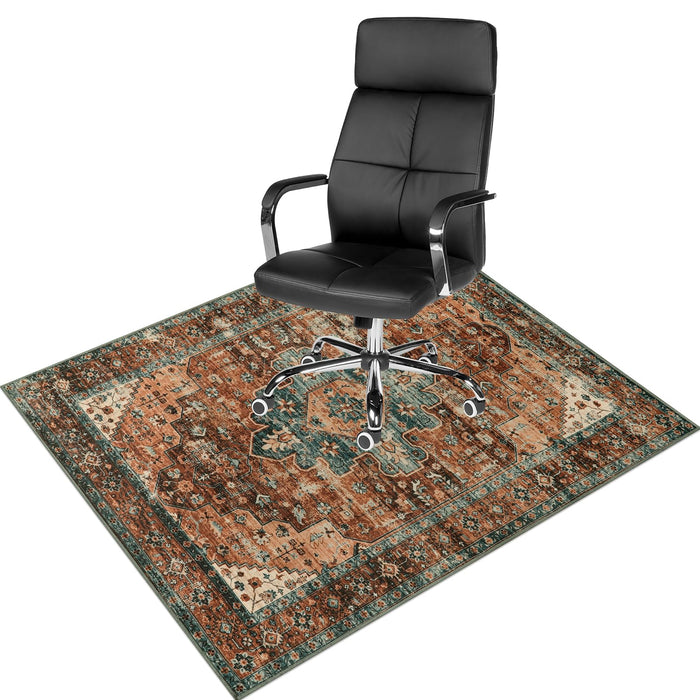 Anidaroel 48''x60''Chair Mat for Hardwood Floor/Tile Floor,Desk Chair Hard Floors,Under Desk Rug Protector Rolling Chair,Computer Gaming Mat,Low Pile Carpet Floor Mat,Brick Red/Dull Teal