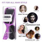 4Pcs Hair Brushes for Women, Hair Comb for Women and Detangling Paddle Brush, Great On Wet or Dry Hair, No More Tangle Hair Brush Set for Straight Long Thick Curly Natural Hair (Purple)