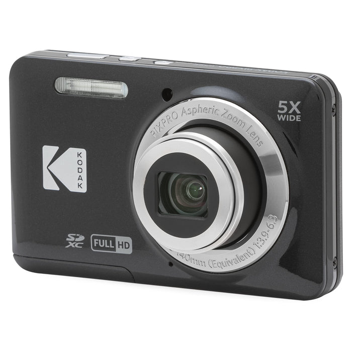 KODAK PIXPRO FZ55-BK 16MP CMOS Sensor Digital Camera 5X Optical Zoom 28mm Wide Angle 1080P Full HD Video 2.7" LCD Vlogging Camera (Black)