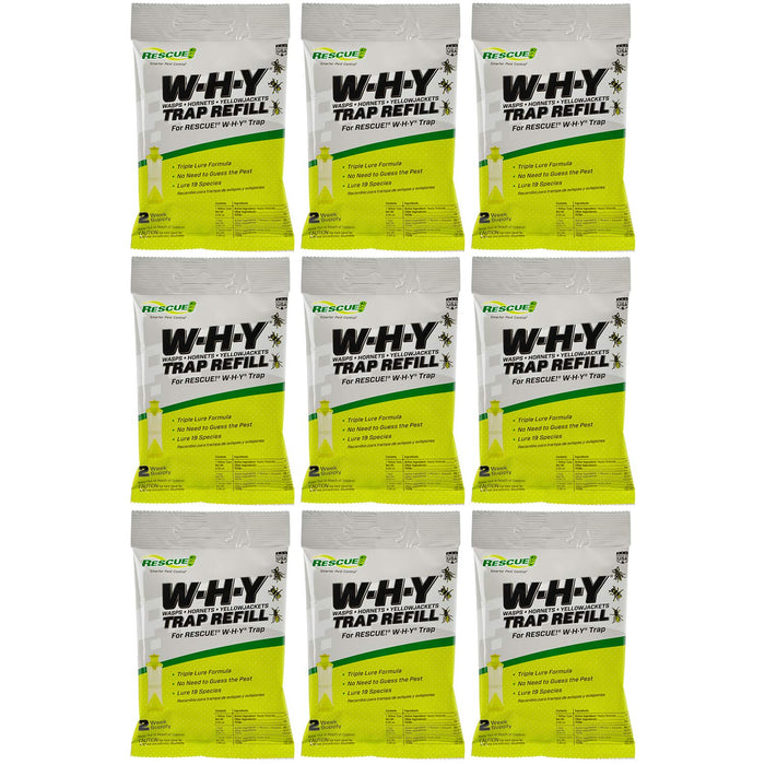 RESCUE! Non-Toxic Wasp, Hornet, Yellowjacket Trap (WHY Trap) Attractant Refill - 2 Week Refill - 9 Pack