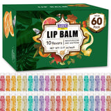 AZEN 60 Pack Lip Balm, Natural Lip Balm Bulk, Lip Care Product, Moisturizing Lip Balm for dry cracked lips - 10 Flavors