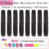 Passion Twist Hair Dark Brown 24 Inch 8 Packs Water Wave Crochet Hair For Women Passion Twists Braiding Hair Long Bohemian Crochet Braids Synthetic Hair Extension (24 Inch, 4#)