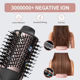 Upgraded 4 in 1 Hair Dryer and Styler Volumizer with Negative Ion Anti-frizz Ceramic Titanium Barrel Hot Air Brush Hair Straightener 75MM Oval Shape