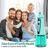 Water Dental Pik Flosser,Grinest 7 Modes Rechargeable Water Dental Picks for Teeth Cleaning Cordless Oral Irrigator Portable IPX7 Waterproof Tooth flossers for Home Travel-Green