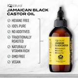 IQ Natural Jamaican Black Castor Oil for Hair Growth and Skin Conditioning, 100% Pure Cold Pressed, Scalp, Nail and Hair Oil - (2 PACK Unscented) (4oz)