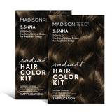 Madison Reed Radiant Hair Color Kit, Medium Neutral Brown for 100% Gray Coverage of Resistant Gray Hair, Ammonia-Free, 5.5NNA Dosolo Brown, Permanent Hair Dye, Pack of 2