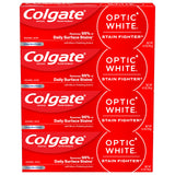 Colgate Optic White Stain Fighter Teeth Whitening Toothpaste, Anticavity Fluoride Toothpaste for Whitening Teeth, Helps Remove Daily Surface Stains, Clean Mint Paste, 4 Pack, 4.2 oz