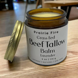Prairie Fire Candles Beef Tallow Balm - 4 oz - Organic Grass Fed - Moisturizing Skin Care Lavender